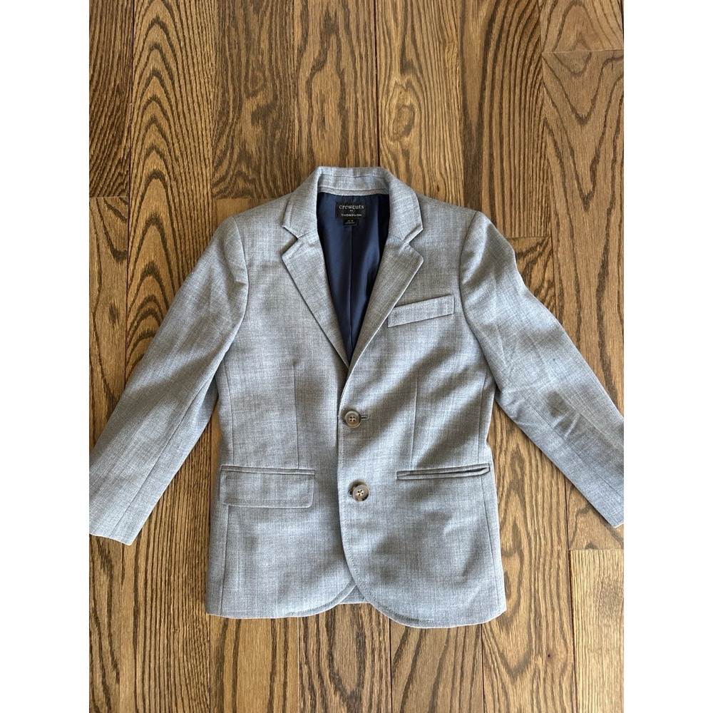 Crewcuts Thompson Boys 4-5 Wool Blazer Gray Suit Jacket Formal Wedding Holidays